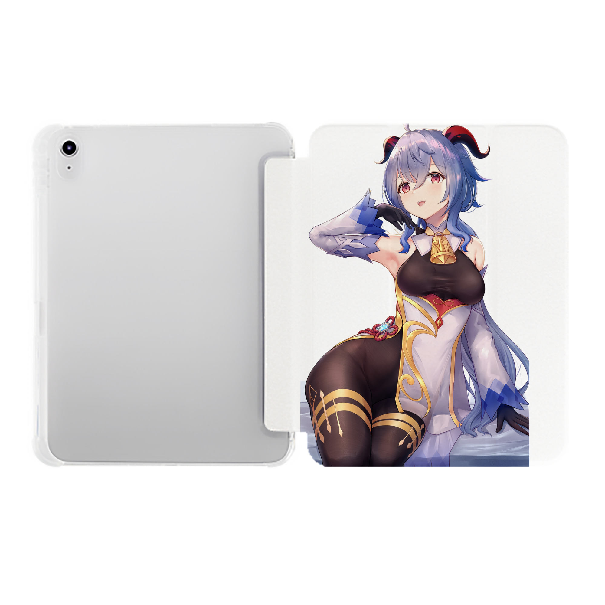げんし神 甘雨 かんう genshin Ganyu IPad ケース ペン収納付き 三つ折りスタンド PUレザー×シリコン 対応機種9.5/10.5/10.9インチ